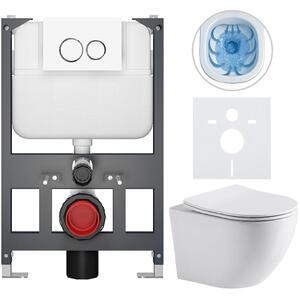 Kompletní WC set Basic/Cesso - bílá lesklá - WC tlačítko Dualo/Bílá - závěsné - nízký modul - předstěnová instalace - 49x36 cm - 8050BD85929