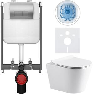 Kompletní WC set Basic/Carlito - bílá lesklá - WC tlačítko Modulo/Stříbrná - pro zazdění - 48,5x36,5 cm