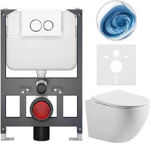 Kompletní WC set Basic/Cesso - bílá lesklá - WC tlačítko Dualo/Bílá - závěsné - nízký modul - předstěnová instalace - 49x36 cm - 8050BD85974