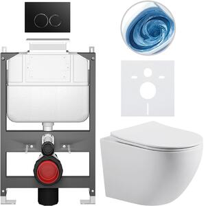 Kompletní WC set Basic/Cesso - bílá lesklá - WC tlačítko Dualo/Černá - ovládání shora - předstěnová instalace - 49x36 cm - 8050BD85975