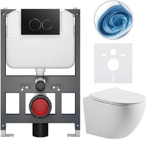 Kompletní WC set Basic/Cesso - bílá lesklá - WC tlačítko Dualo/Černá - závěsné - nízký modul - předstěnová instalace - 49x36 cm - 8050BD85979
