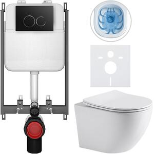 Kompletní WC set Basic/Cesso - bílá lesklá - WC tlačítko Dualo/Černá - pro zazdění - 49x36 cm - 8050BD85931