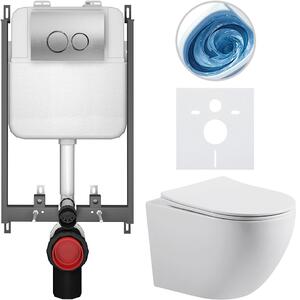 Kompletní WC set Basic/Cesso - bílá lesklá - WC tlačítko Dualo/Stříbrná - pro zazdění - 49x36 cm - 8050BD85981