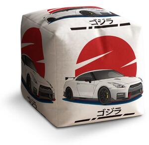 Sablio Taburet Cube Nissan GTR 35 Japonské slunce - 40x40x40 cm