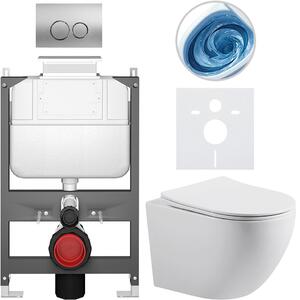 Kompletní WC set Basic/Cesso - bílá lesklá - WC tlačítko Dualo/Stříbrná - ovládání shora - předstěnová instalace - 49x36 cm - 8050BD85980