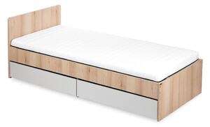 Dětská postel 90x200 AGIRA se šuplíkem - buk / šedá