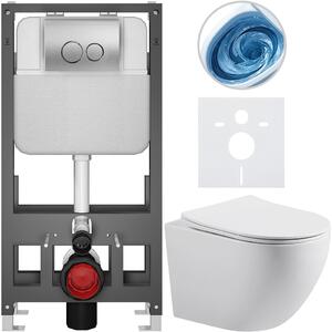 Kompletní WC set Basic/Cesso - bílá lesklá - WC tlačítko Dualo/Stříbrná - volně stojící - předstěnová instalace - 49x36 cm - 8050BD85982