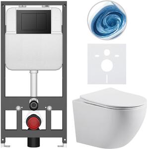Kompletní WC set Basic/Cesso - bílá lesklá - WC tlačítko Maxio/Černá - závěsné - předstěnová instalace - 49x36 cm - 8050BD85993