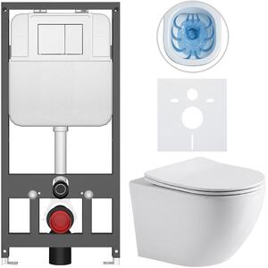 Kompletní WC set Basic/Cesso - bílá lesklá - WC tlačítko Maxio/Bílá - závěsné - předstěnová instalace - 49x36 cm - 8050BD85943