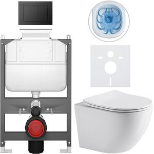 Kompletní WC set Basic/Cesso - bílá lesklá - WC tlačítko Maxio/Černá - ovládání shora - předstěnová instalace - 49x36 cm - 8050BD85945