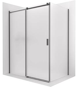 Sprchový kout Santoro - levá - 6 mm - černá matná, mléčné sklo - 100x70 cm - posuvný