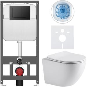 Kompletní WC set Basic/Cesso - bílá lesklá - WC tlačítko Maxio/Černá - závěsné - předstěnová instalace - 49x36 cm - 8050BD85948