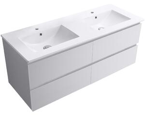 Koupelnová skříňka Carole + keramické dvojumyvadlo Todo - bílá matná - 121x50x46,5 cm