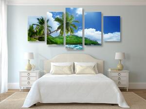 5-dílný obraz nádherná pláž na ostrově Seychely