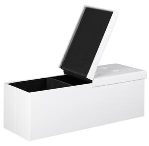 FurniGO Lavice bílá – 114x38x38cm s úložným prostorem