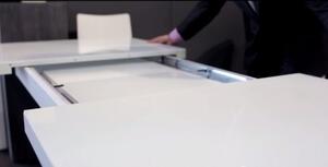 Jídelní stůl rozkládací EDITA GLASS bílý - 80x120/170 cm