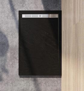 CERANO - Sprchová vanička obdélníková Docia - sifon + nerezový kryt - černá matná - 100x80 cm