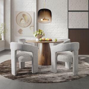Jídelní stůl se 4 čalouněnými židlemi EMILIA - vlašský ořech / šedý
