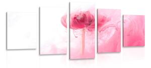 5-dílný obraz růžový květ v zajímavém provedení