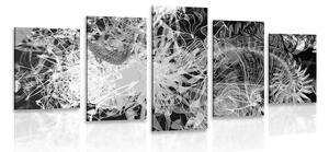 5-dílný obraz černobílé abstraktní umění