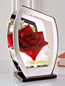 KLiNGEL Růže v sklenici s LED, červená