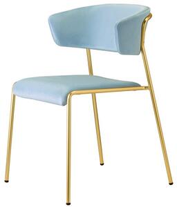 SCAB - Židle LISA s područkami - světle modrá/mosaz