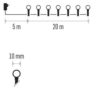 LED řetěz 200xLED/8 funkcí 25m IP44 multicolor