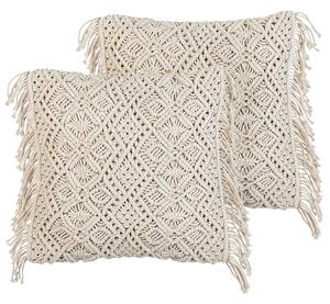 Sada 2 dekorativních polštářů PATTAN Bavlna 45 x 45 cm Béžová Geometrický vzor
