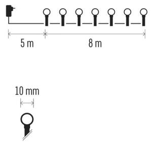 LED řetěz 80xLED/230V/8 funkcí 13m IP44 teplá bílá