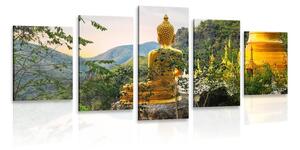 5-dílný obraz pohled na zlatého Budhu