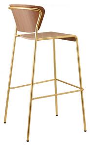 SCAB - Barová židle LISA WOOD vysoká - ořech/mosaz