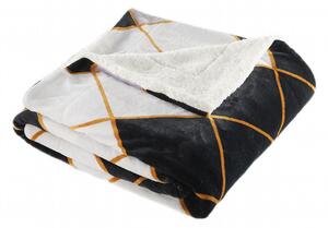 Měkoučká beránková deka v černošedé kombinaci barev s motivem kára,  která vás jistě zahřeje. Imitace ovčí vlny, velmi příjemná na dotek, nekouše. Rozměr 150x200 cm