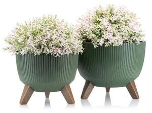 PLASTOVÝ KVĚTINÁČ ROSA LINEA ECO SADA 2KS 15X24,3 CM+18,3X29,2 CM ZELENÁ