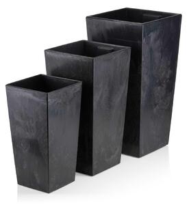 PLASTOVÝ KVĚTINÁČ PORTO SADA 3KS 67,7X35 CM+46,5X25 CM+57X30 CM IMITACE BETONU ČERNÁ BT