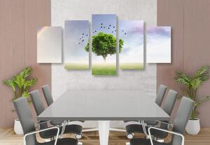 5-dílný obraz osamělý strom na louce Varianta: 100x50