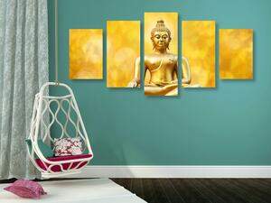 5-dílný obraz zlatá socha Budhy