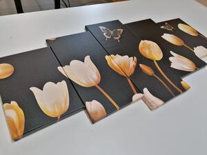 5-dílný obraz tulipány se zlatým motivem Varianta: 100x50