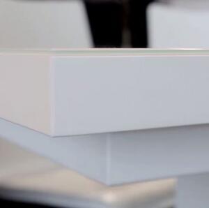 Jídelní stůl rozkládací EDITA GLASS bílý - 80x120/170 cm