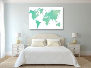 Obraz na korku mapa světa v zeleném odstínu
