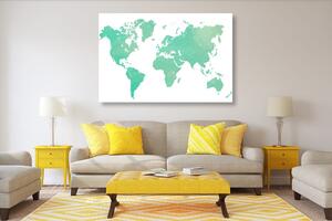 Obraz na korku mapa světa v zeleném odstínu