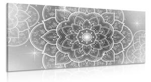 Obraz orientální Mandala v černobílém provedení