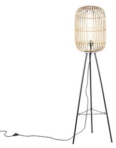 Chytrá rustikální stojací lampa z ratanu vč. WiFi A60 - Manila