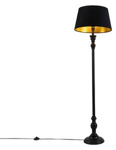 Chytrá stojací lampa černá s stínítkem černým se zlatem 45 cm vč. Wifi A60 - Classico