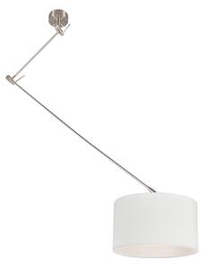 Chytré závěsné svítidlo ocel s stínítkem bílým 35 cm vč. Wifi A60 - Blitz