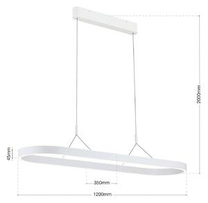 ORION Závěsné svítidlo Carrara LED, bílé, výškově nastavitelné,, stmívatelný, Bílá / opál, Obývací pokoj / jídelna, Hliník, Moderní