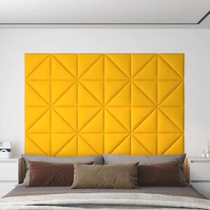 Nástěnné panely 12 ks žluté 30 x 30 cm samet 0,54 m²