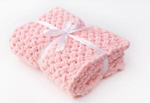 Deka Knittingly dětská - růžová Ručně pletená deka 80/100