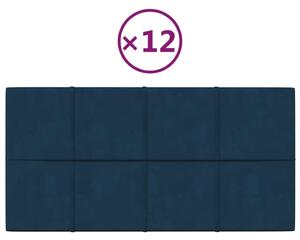 Nástěnné panely 12 ks modré 60 x 30 cm samet 2,16 m²