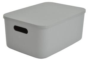 Šedý plastový úložný box s víkem 35,5x25,5x16 cm – Homéa