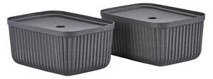 Černé úložné boxy v sadě 2 ks s víkem 32x23x20,5 cm Pulp – Zone